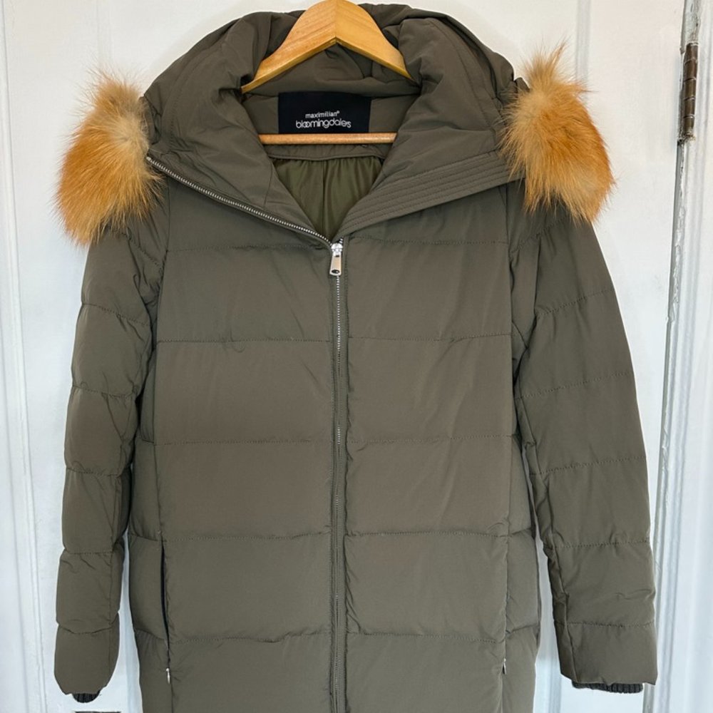 Bloomingdale's Maximilian Fur Down Coat